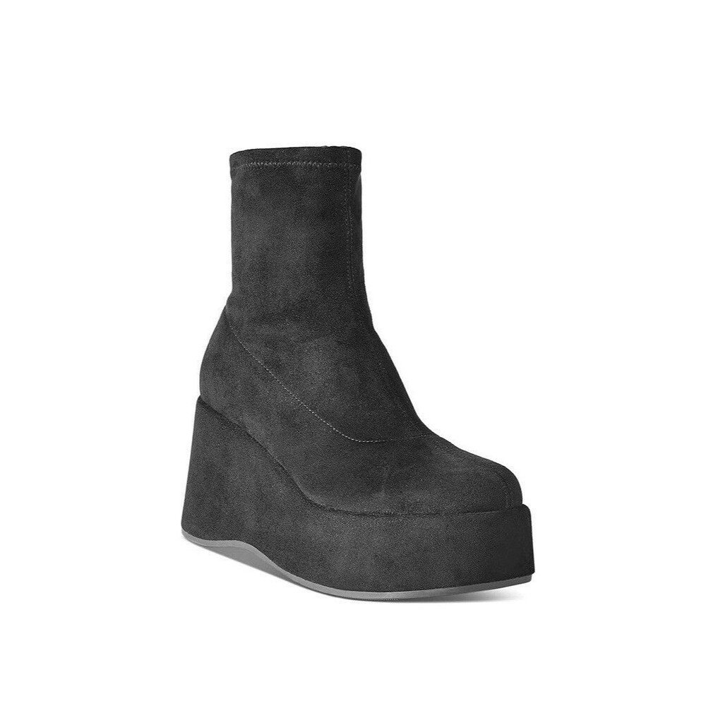 Wild Pair Womens 7.5 M Black Earlee Faux Suede Platform Wedge Booties NIB MW3